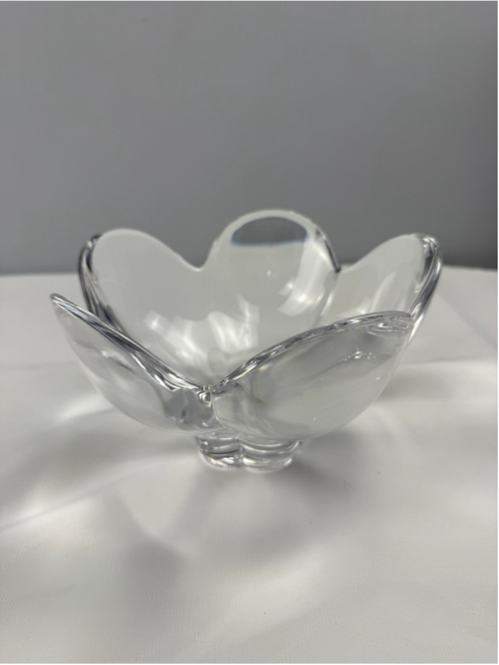 Orrefors Crystal 7" Pomona Petal Footed Bowl by Lars Hellsten Signed Numbered